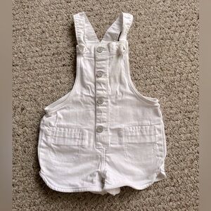 Baby Gap White Knot Denim Short Overalls Toddler 18-24